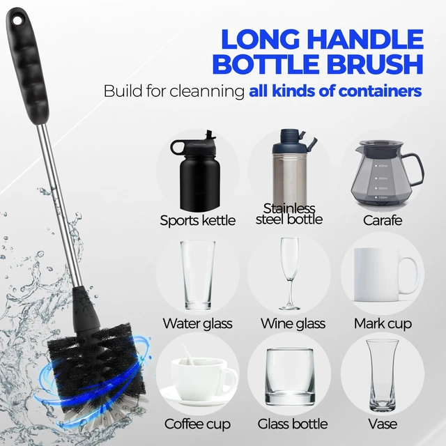 Alt view image 2 of 6 - Holikme 14" Stainless Steel Straw Cleaner Brush, 6 Pack, Black