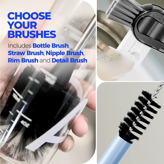 Alt view image 4 of 6 - Holikme 14" Stainless Steel Straw Cleaner Brush, 6 Pack, Black