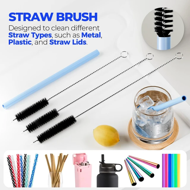 Alt view image 5 of 6 - Holikme 14" Stainless Steel Straw Cleaner Brush, 6 Pack, Black