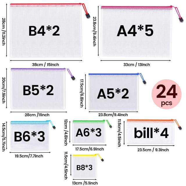 Alt view image 3 of 7 - 24Pcs 8 Sizes Clear Plastic Mesh Zipper Pouches for Organization