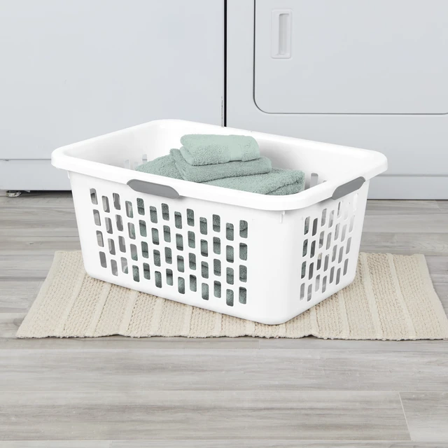 Alt view image 4 of 6 - Sterilite 2 Bushel Large Plastic Laundry Basket with 4 Comfort Grip Handles, White