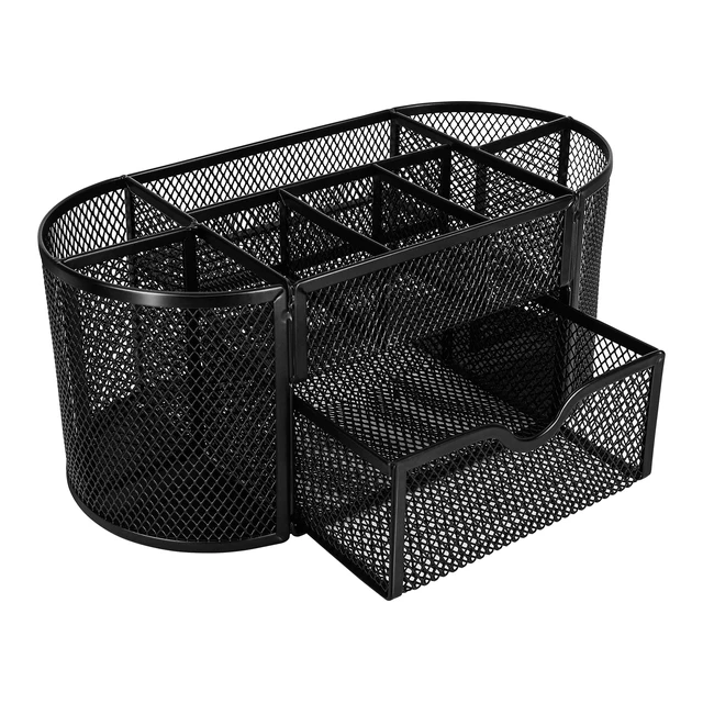 Alt view image 4 of 6 - Amazon Basics Mesh Desk Organizer with Pen Holder, Pullout Drawer and Office Caddy Storage, 9.25" x 4.53" x 3.94", Black