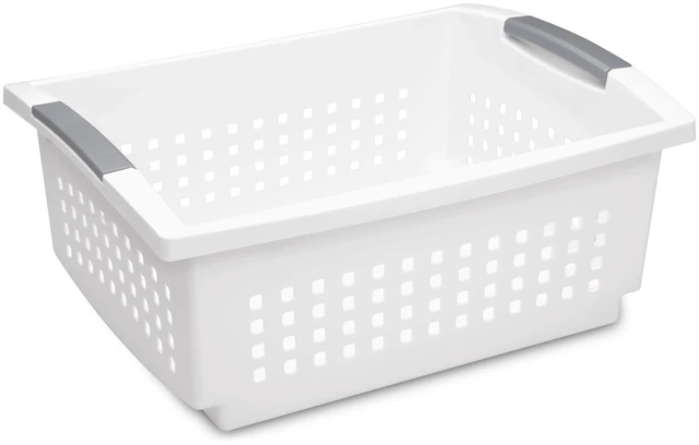 Main image of Sterilite Large Stacking Basket, Open Plastic Bin, Space Saving Organizers, White