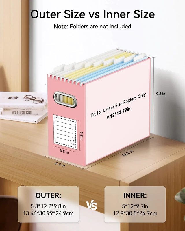 Alt view image 5 of 6 - Oterri Portable Collapsible Cardboard File Box with Handle for Letter-Size