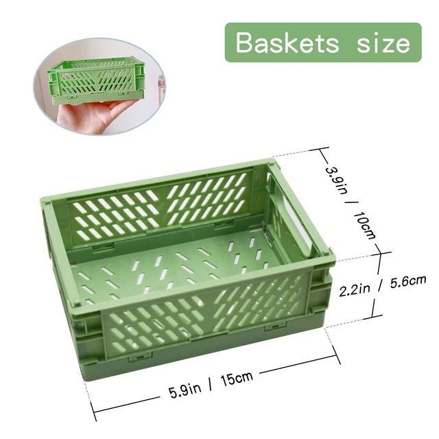 Alt view image 3 of 6 - 4 Pack Mini Foldable Plastic Storage Baskets (5.9x3.9x2.2in) for Home Bedroom Office Classroom Drawer Organizers