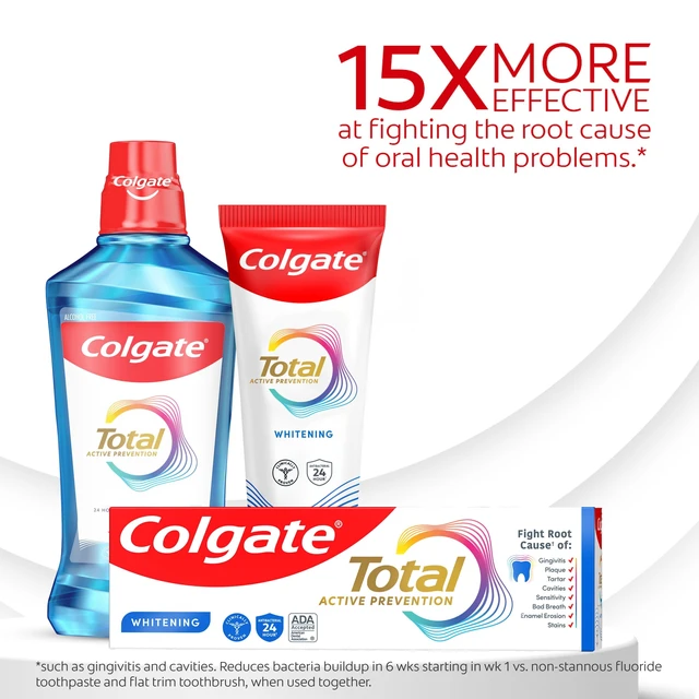 Alt view image 6 of 6 - Colgate Total Active Prevention Whitening Toothpaste, Mint, 2 Pack, 5.1 Oz