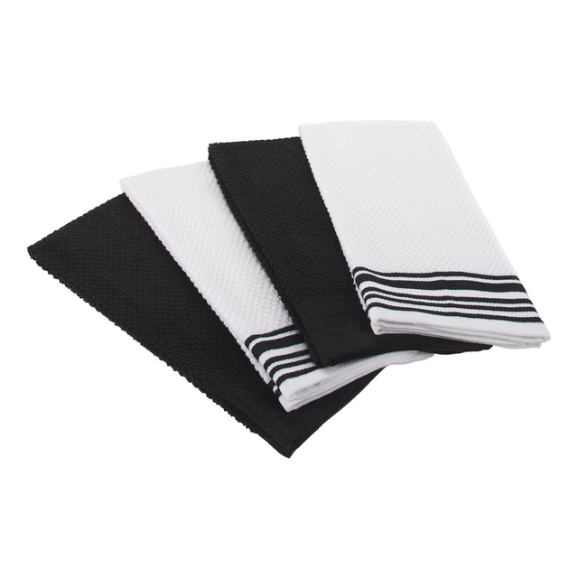 Alt view image 5 of 6 - Mainstays 4-Pack 16in x 26in Woven Kitchen Towel Set, Black