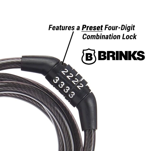 Alt view image 5 of 6 - Brinks 5/16 Inch x 5 Feet Covered Flexible Steel Combination Cable Lock