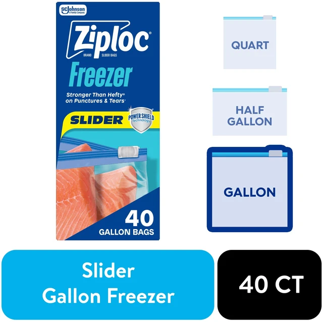 Main image of Ziploc Slider Gallon Freezer Food Storage Bags with Power Shield Technology 40 Count