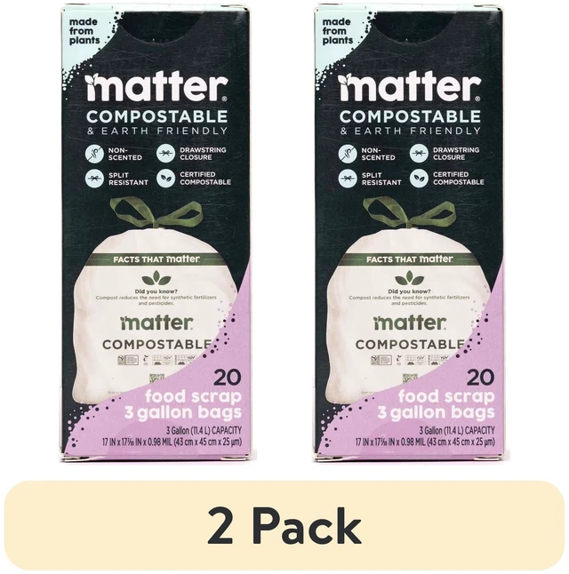 Main image of Matter Compostable 3-Gallon Drawstring Food Scrap Bags, 2 Pack, 20 Count