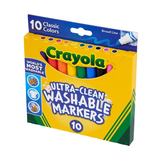 Alt view image 4 of 6 - Crayola Ultra-Clean Washable Broad Line Markers, 10 Ct, Back to School Supplies, Classroom Essentials for Teachers, Gift, 3+