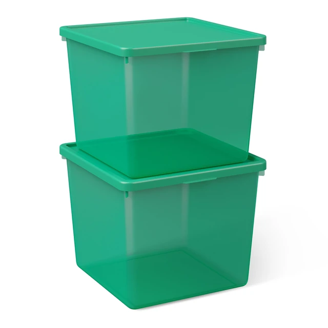 Alt view image 6 of 7 - Mainstays Kids Large Green Plastic Storage Bin with Lid