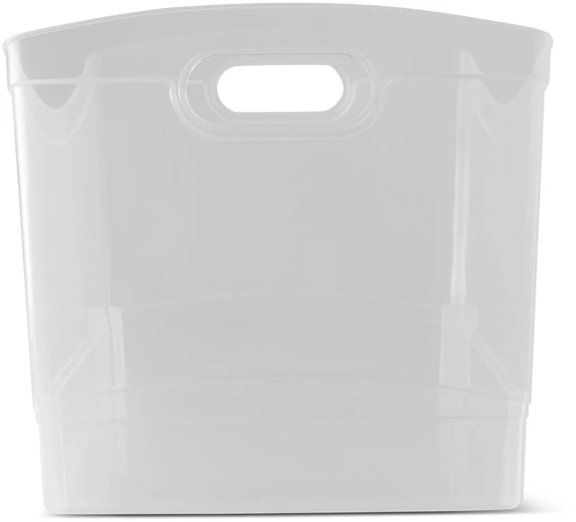 Alt view image 3 of 6 - Mainstays Utility Storage Organizer Bin, Clear Plastic, Built-In Handles, 15in x 10in x 9.5in