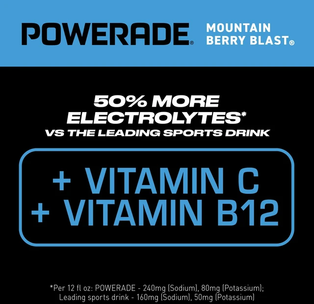 Alt view image 3 of 5 - Powerade Mountain Berry Blast Electrolyte Sports Drink, 20 fl oz, 8 Pack