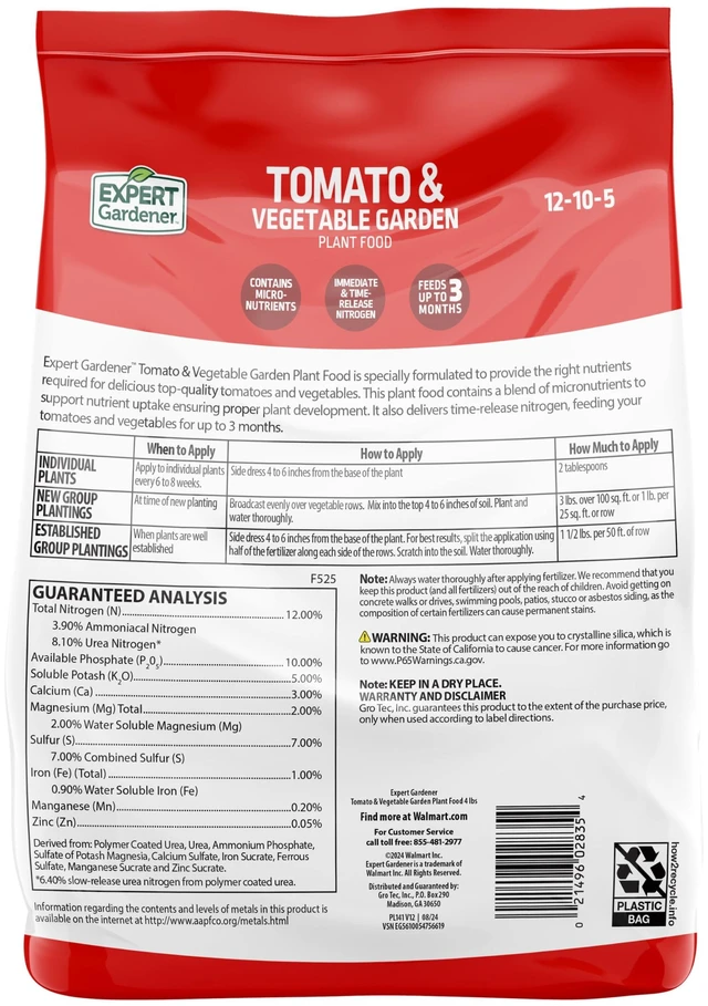 Alt view image 6 of 6 - Expert Gardener 12-10-5 Tomato & Vegetable Plant Food Fertilizer, 4 lb