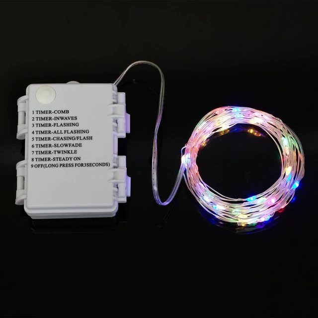 Alt view image 6 of 7 - Mainstays 50-Count LED Multi-Color Wire Lights, Battery-Operated, 8 Lighting Modes