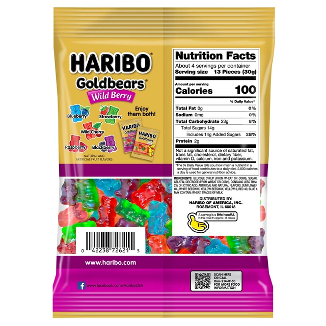 Alt view image 4 of 6 - HARIBO Goldbears Wild Berry Gummy Candy, 4 oz, Peg Bag