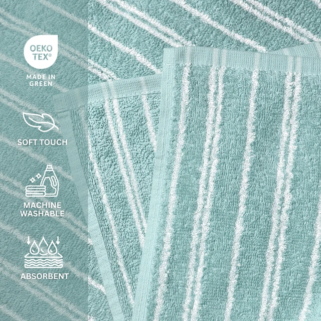 Alt view image 5 of 6 - Mainstays Basic Striped Bath Towel, Aqua