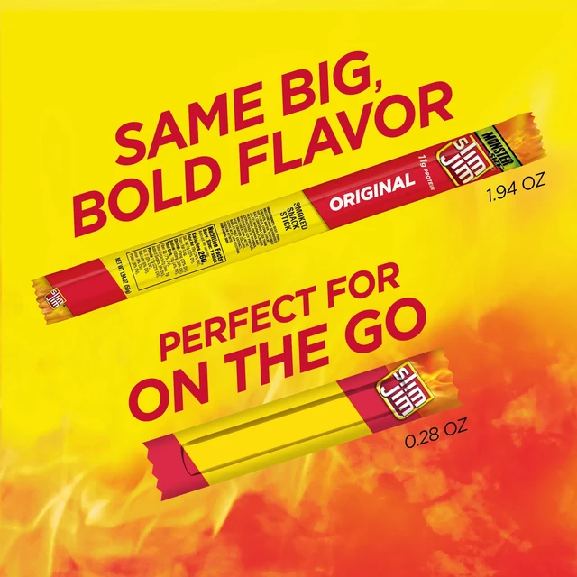 Alt view image 3 of 6 - Slim Jim Smoked Jerky Meat Snack Sticks, 0.28oz, 26-Count, Original Flavor, 6g Protein Per Serving