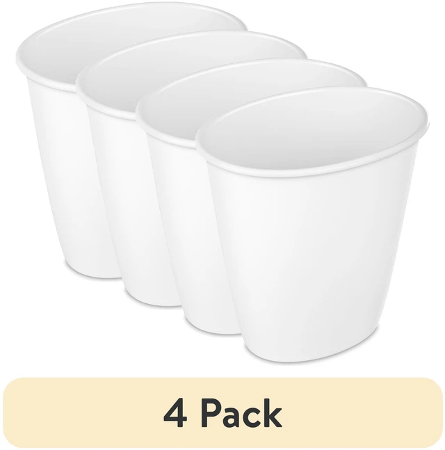 Main image of Sterilite 4Pack 1.5Gallon Plastic Small Bathroom Trash Can, No Lid, White