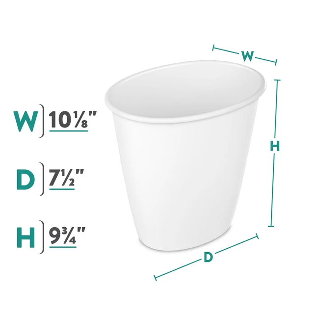 Alt view image 4 of 6 - Sterilite 4Pack 1.5Gallon Plastic Small Bathroom Trash Can, No Lid, White