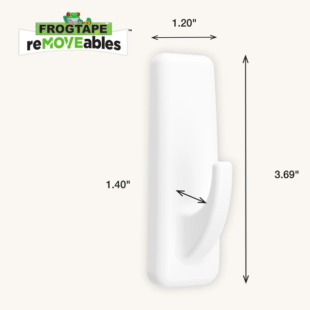Alt view image 2 of 4 - FrogTape reMOVEables Large White Utility Hooks, 6 Hooks and 12 Adhesive Strips