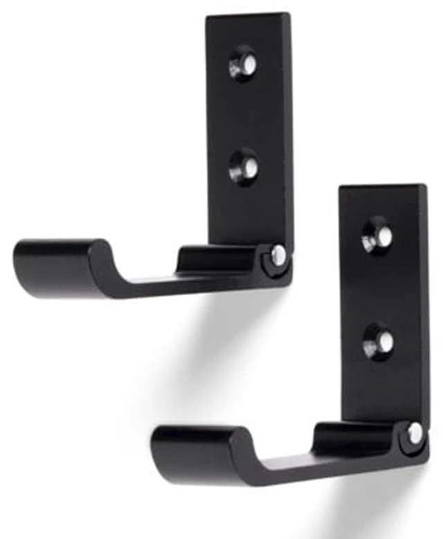 Main image of Mainstays Wall Mounted Flip-Down Coat Hooks, Black, 2 Pack, Clutter-Free Hanging