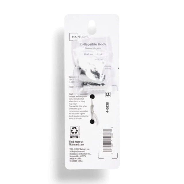 Alt view image 5 of 5 - Mainstays Wall Mounted Flip-Down Coat Hooks, Black, 2 Pack, Clutter-Free Hanging
