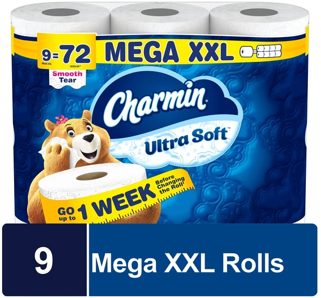 Main image of Charmin Ultra Soft Toilet Paper, 9 Mega XXL Rolls, 440 Sheets Per Roll