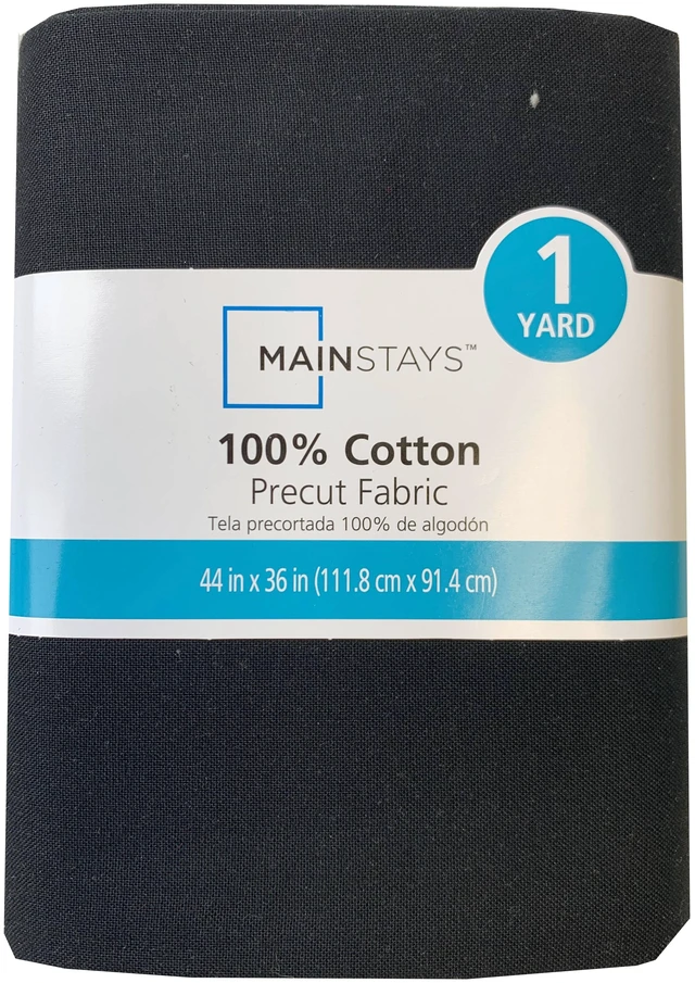 Main image of Mainstays 100% Cotton Sewing & Craft Fabric Solid Black 1 Yard Precut