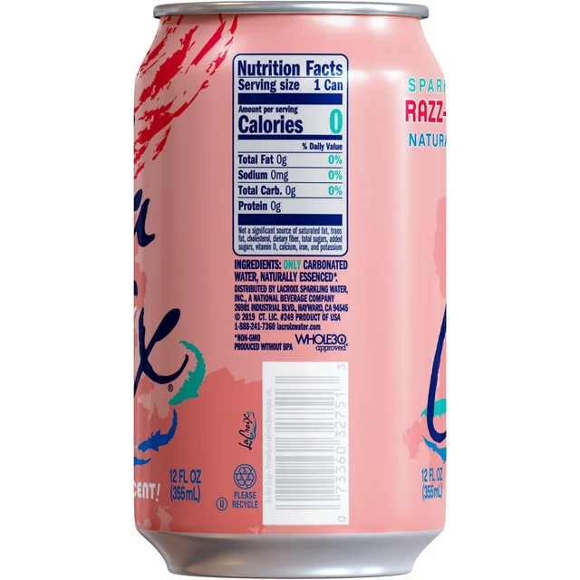 Alt view image 2 of 5 - La Croix Natural Cran-Raspberry Flavored Sparkling Water, 12 fl oz, 8 Pack