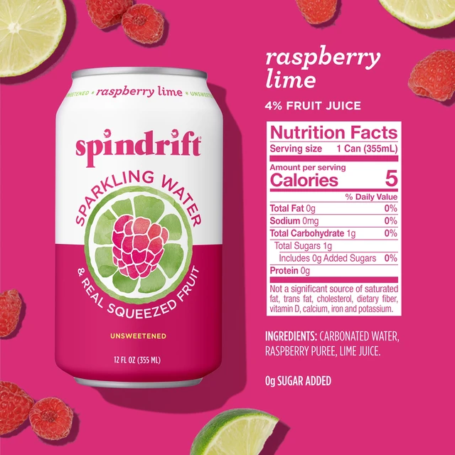 Alt view image 4 of 6 - Spindrift Raspberry Lime Sparkling Water, 12 Fl Oz, 8 Ct