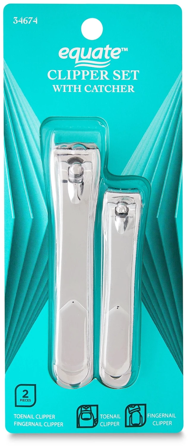 Main image of Equate Metal Nail Clipper Set with Catcher, 2 Pieces