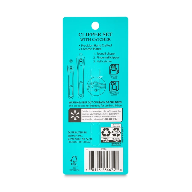 Alt view image 2 of 6 - Equate Metal Nail Clipper Set with Catcher, 2 Pieces