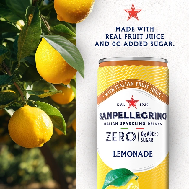 Alt view image 5 of 5 - SanPellegrino Sparkling Lemonade Low Calorie Zero Added Sugar 24 Pack Cans