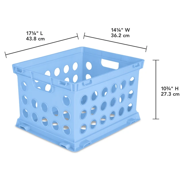 Alt view image 3 of 6 - Sterilite File Crate, Versatile Plastic Storage Bin with Through Handles, Fits Letter & Legal-Sized Hanging Files, Stackable, Blue