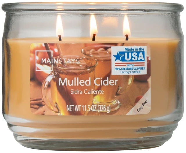 Main image of Mainstays Mulled Cider 3-Wick Scented Glass Jar Candle, 11.5oz