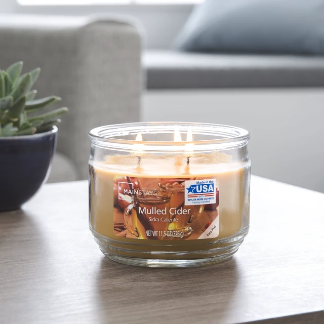 Alt view image 3 of 5 - Mainstays Mulled Cider 3-Wick Scented Glass Jar Candle, 11.5oz