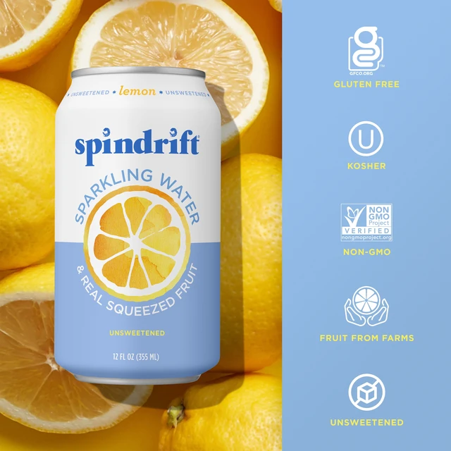 Alt view image 5 of 5 - Spindrift Lemon Sparkling Water, 12 fl oz, 8 Count, No Sugar, 1 Calorie