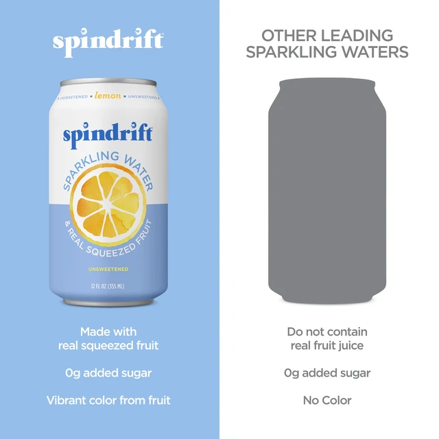 Alt view image 2 of 5 - Spindrift Lemon Sparkling Water, 12 fl oz, 8 Count, No Sugar, 1 Calorie