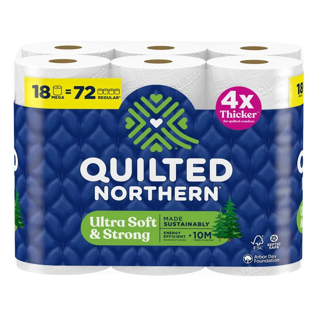 Alt view image 5 of 6 - Quilted Northern Ultra Soft & Strong 2-Ply Toilet Paper, 18 Mega Rolls, 255 Sheets per Roll