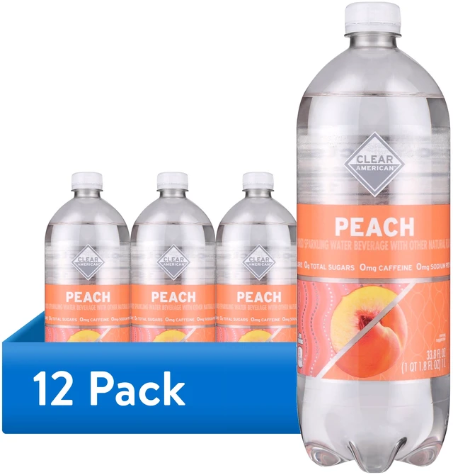 Main image of Clear American Peach Flavored Sparkling Water, 33.8fl oz Bottles, 12-Pack