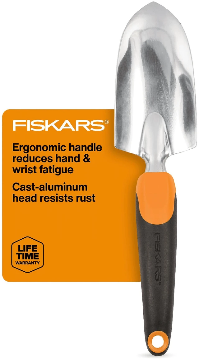 Main image of Fiskars 12.25" Ergo Flower Bed Trowel with Cast Aluminum Head
