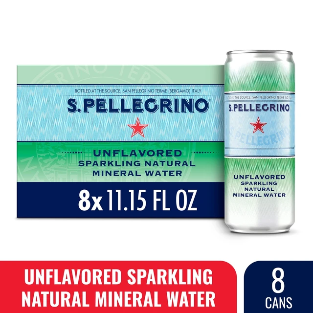 Alt view image 2 of 6 - S.Pellegrino Sparkling Natural Unflavored Mineral Water, 89.2 fl oz, 8 Pack Cans