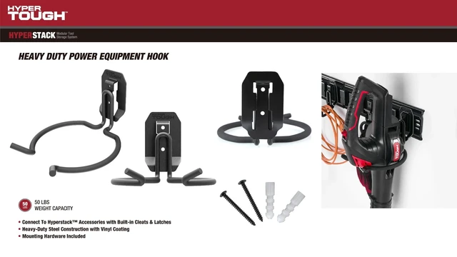 Alt view image 4 of 5 - Hyper Stack Hyper Tough Heavy Duty Power Equipment Hook, Black