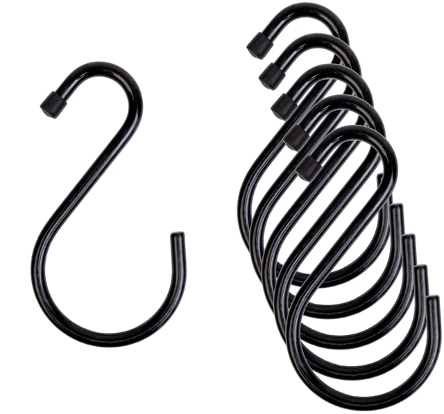 Main image of Mainstays PVC-Coated Steel S-Hooks, Large, Black, 6 Pack