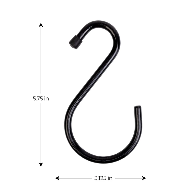 Alt view image 4 of 6 - Mainstays PVC-Coated Steel S-Hooks, Large, Black, 6 Pack
