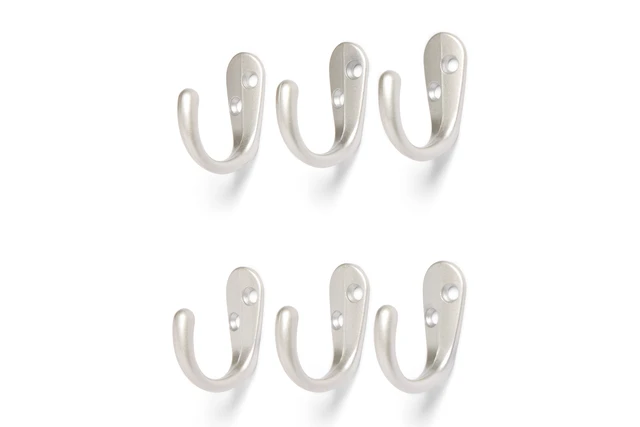 Alt view image 3 of 5 - Mainstays Satin Nickel Metal Clutter-Free Hooks for Towels and Coats, 10 lbs Capacity, 6 Pack