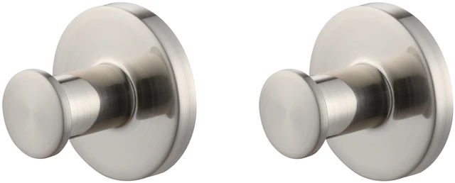Main image of Mainstays Modern Round Robe Hook, Satin Nickel, 2 Pack