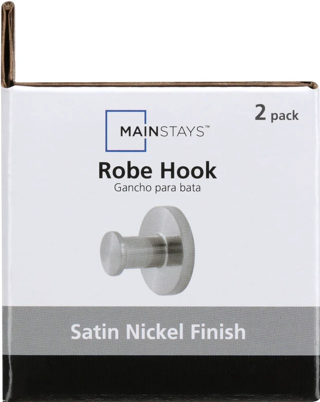Alt view image 5 of 6 - Mainstays Modern Round Robe Hook, Satin Nickel, 2 Pack